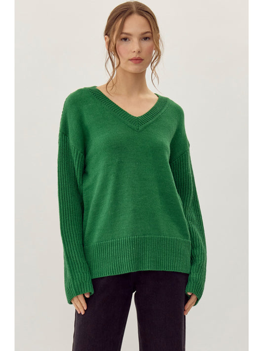 Basic V Neck Long Sleeve Sweater