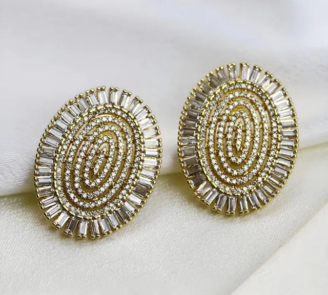 Glitzy Bold Oval Earrings