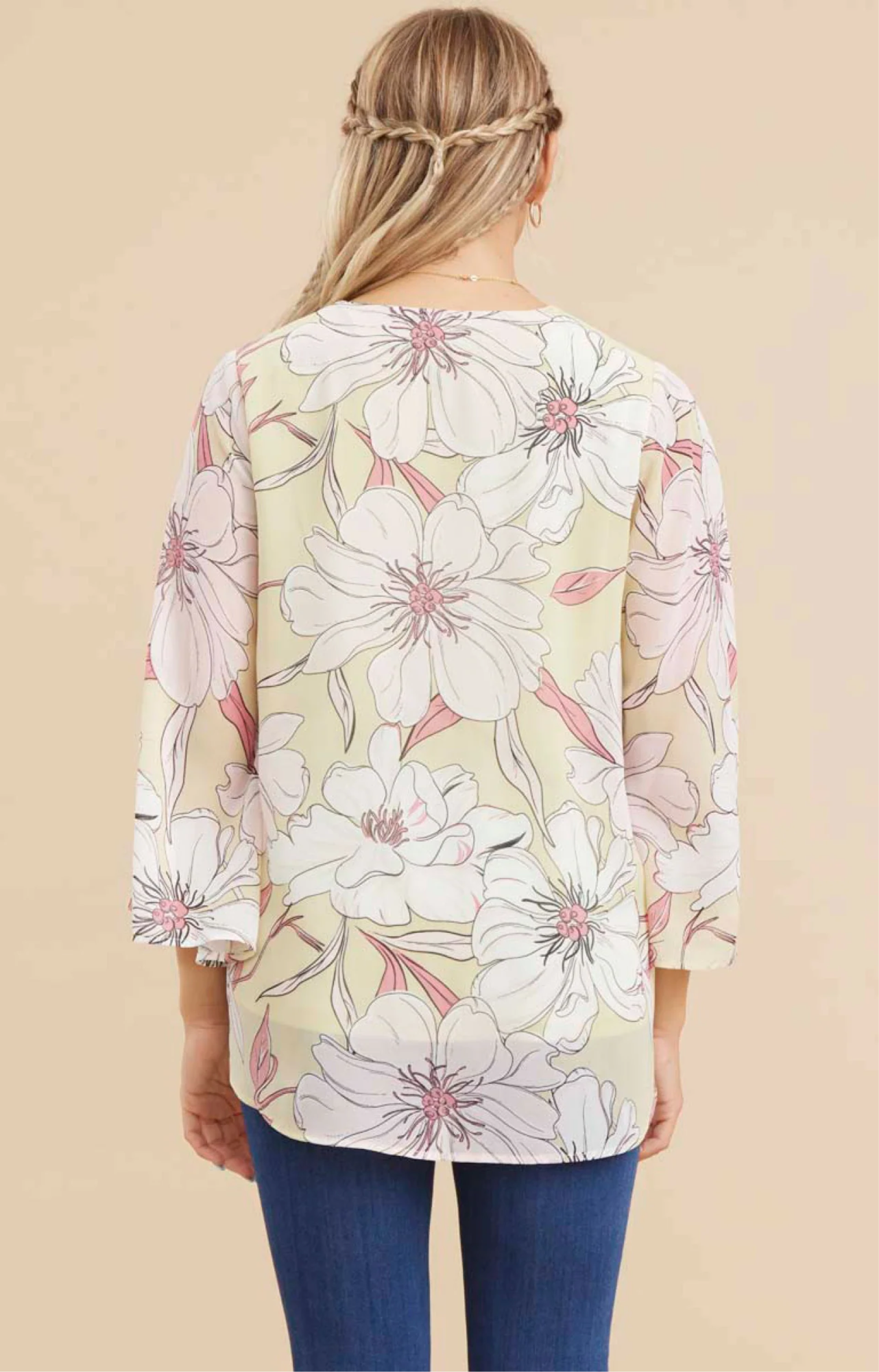 Semi Sheer Pale Floral Blouse