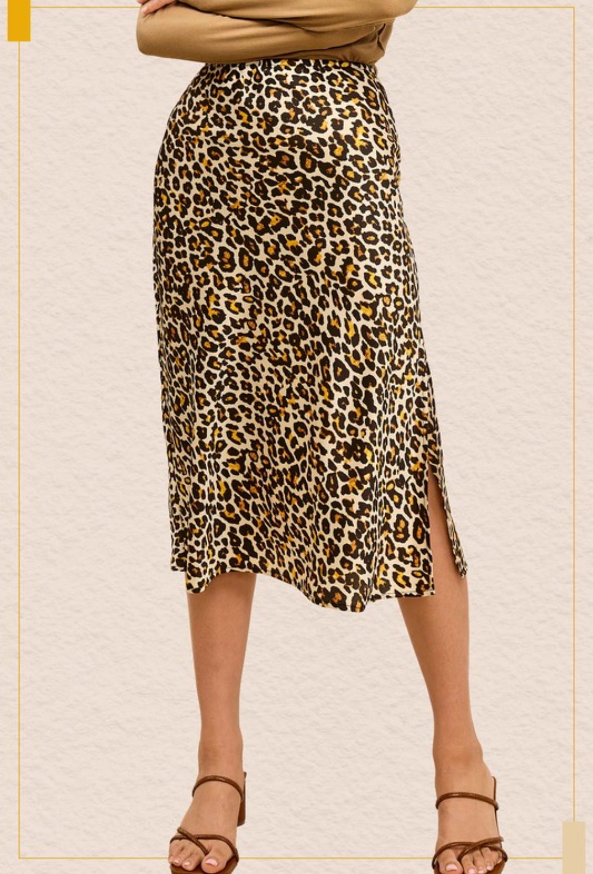 Flowy Satin Leopard Skirt