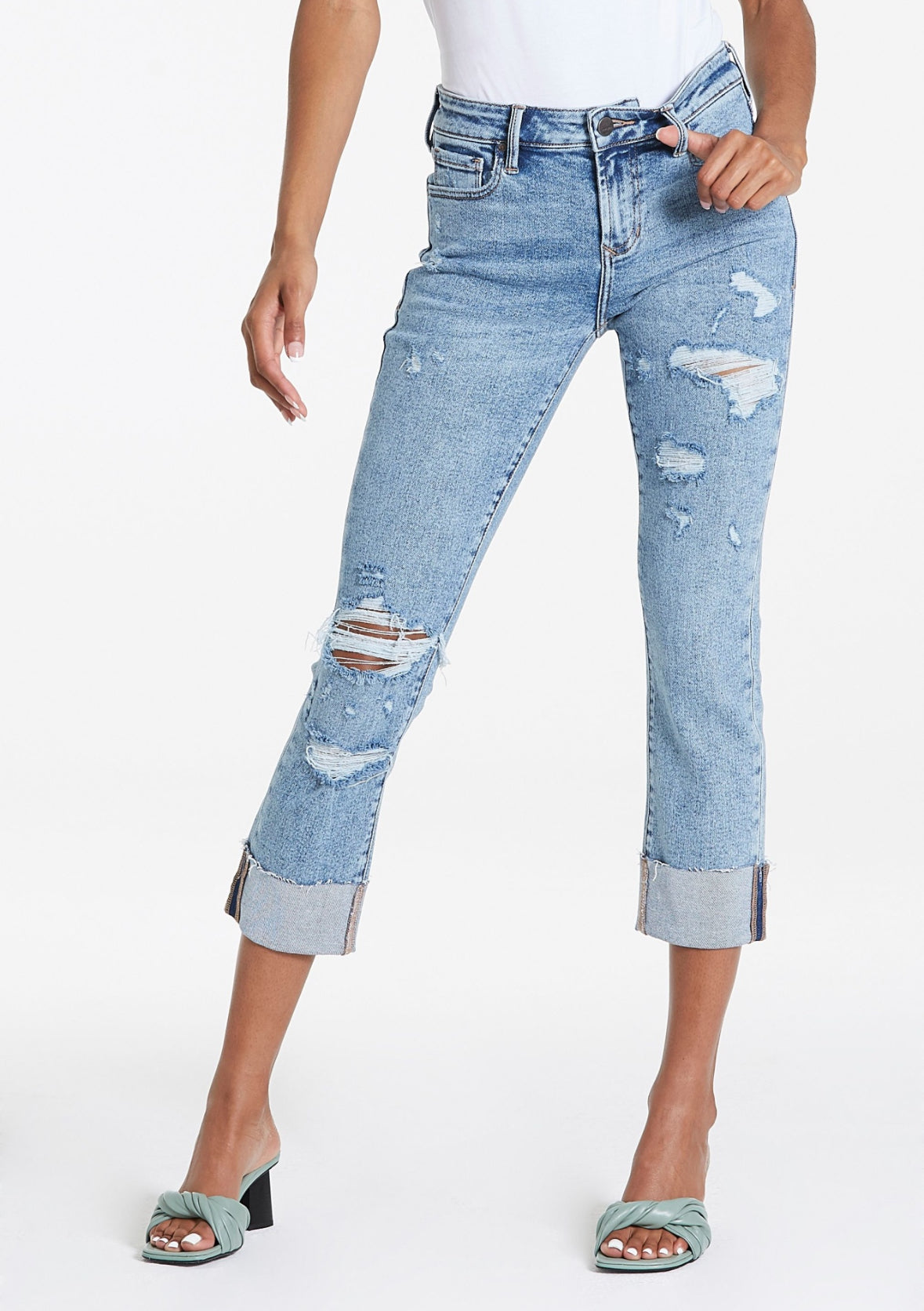 Distressed Blair Cuffed Jeans