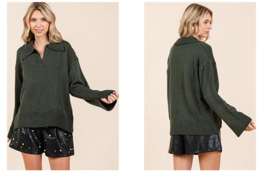 Collared Hunter Green Sweater