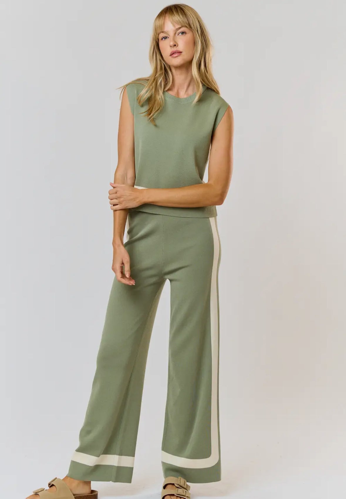 Sage Sweater Top + Wide Leg Pant Set