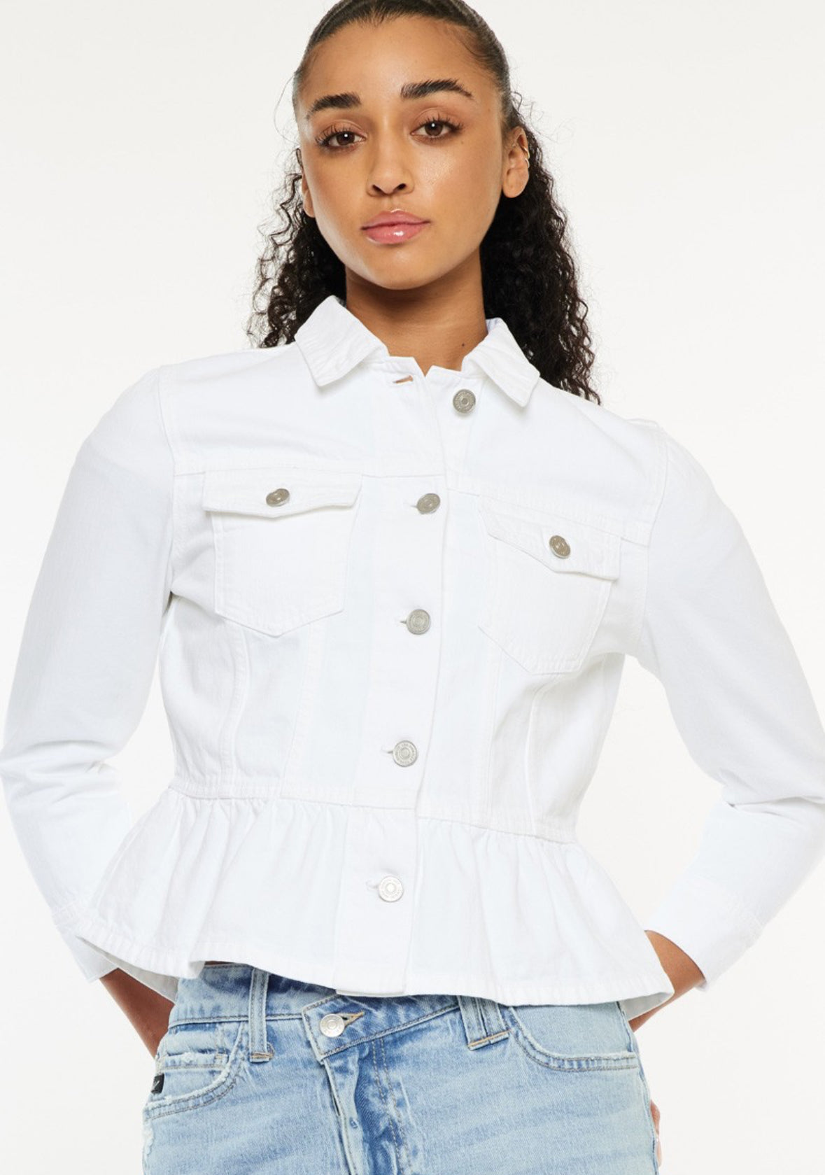 White peplum jacket fashion