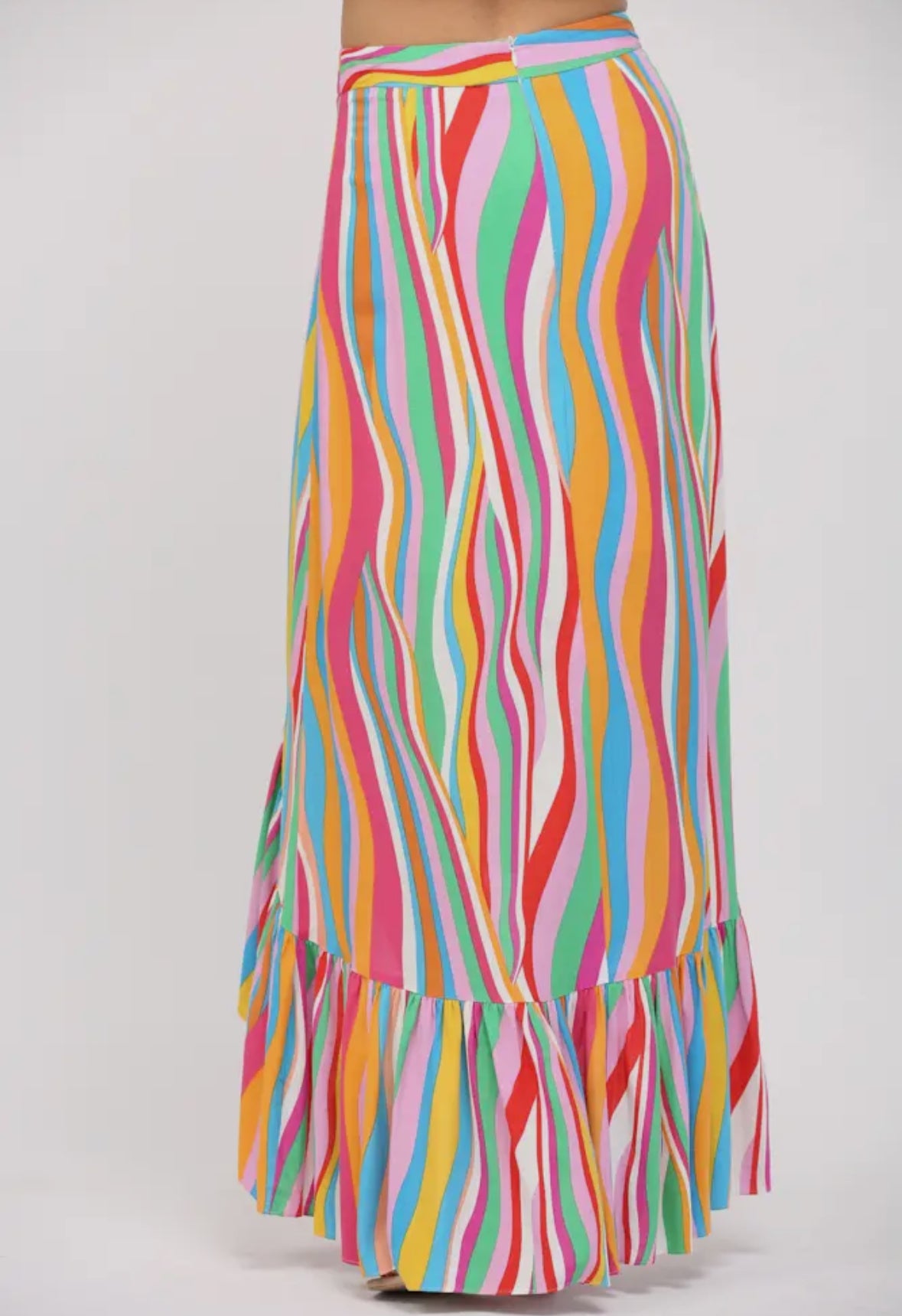 Wavy Hi-Low Stripe Skirt