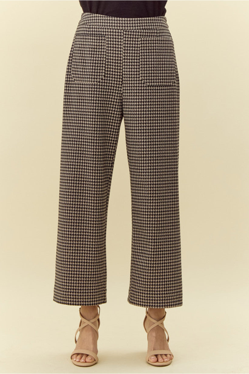 High Rise Houndstooth Printed Pants