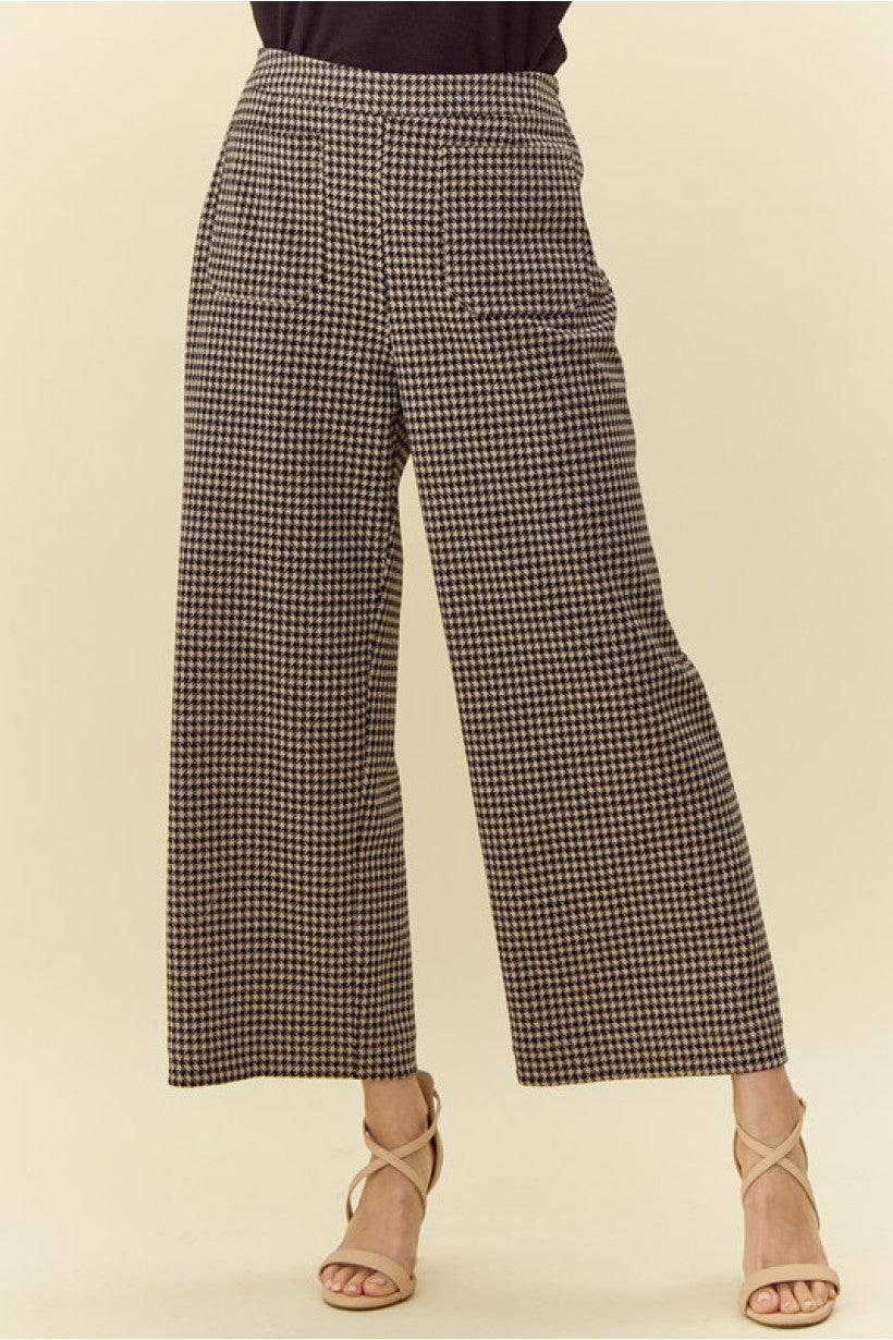 High Rise Houndstooth Printed Pants