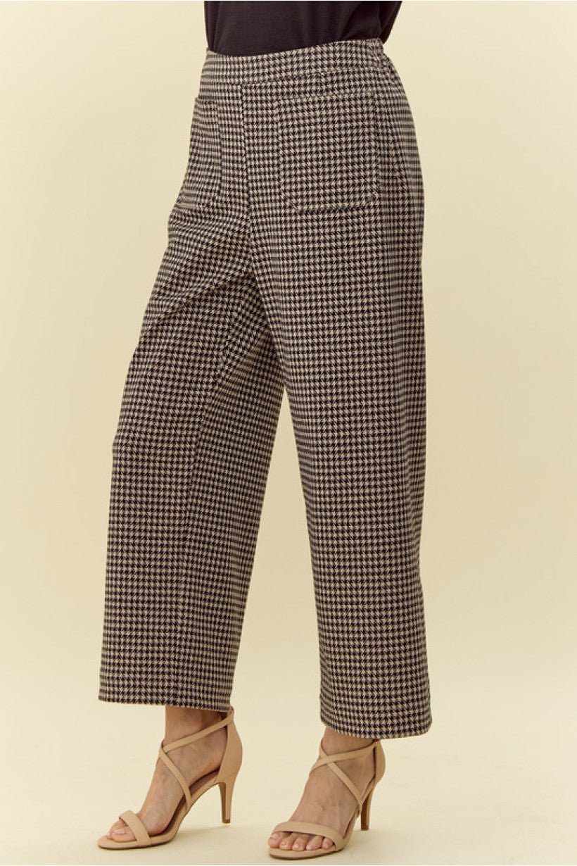 High Rise Houndstooth Printed Pants