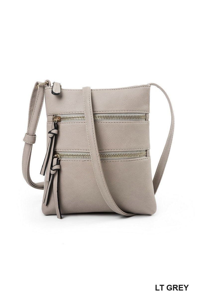 Vegan Leather Triple Zip Crossbody