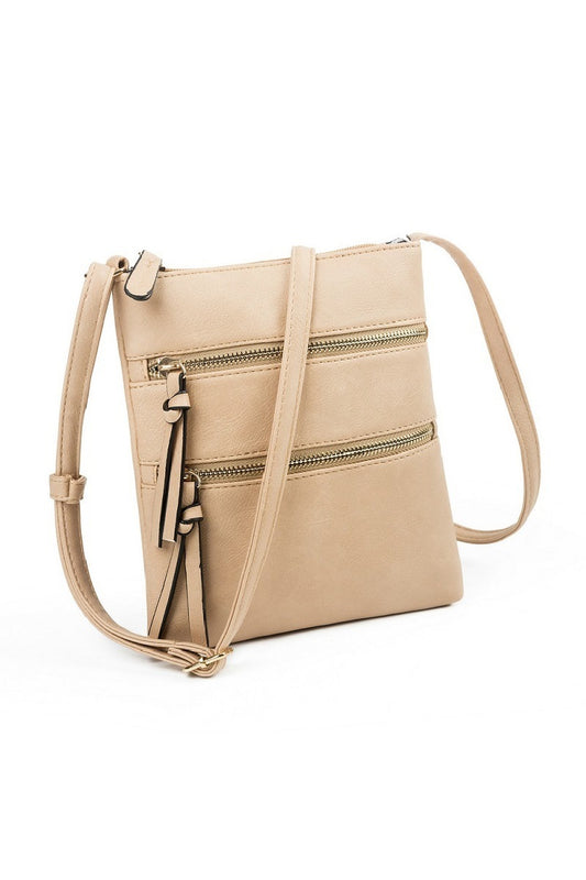 Vegan Leather Triple Zip Crossbody