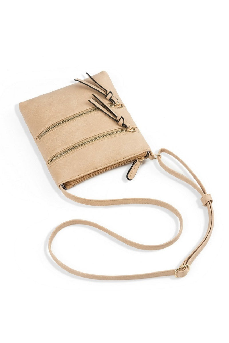 Vegan Leather Triple Zip Crossbody