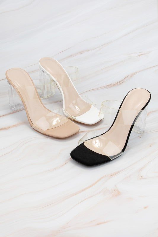 Shia Transparent Black Velvet Heel