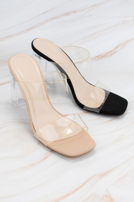 Shia Transparent Black Velvet Heel