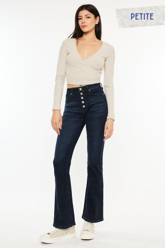 Petite High Rise Dark Denim Bootcut Jeans