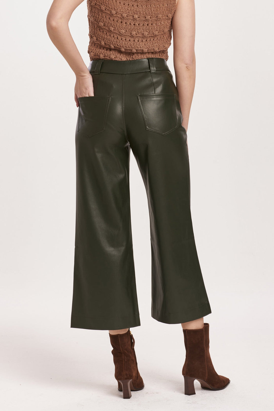 Vegan Leather Hunter Green Audrey Pants