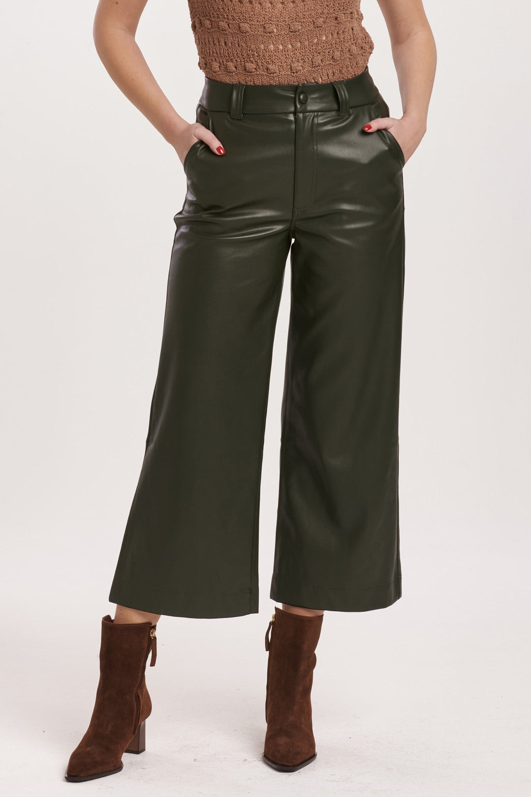 Vegan Leather Hunter Green Audrey Pants