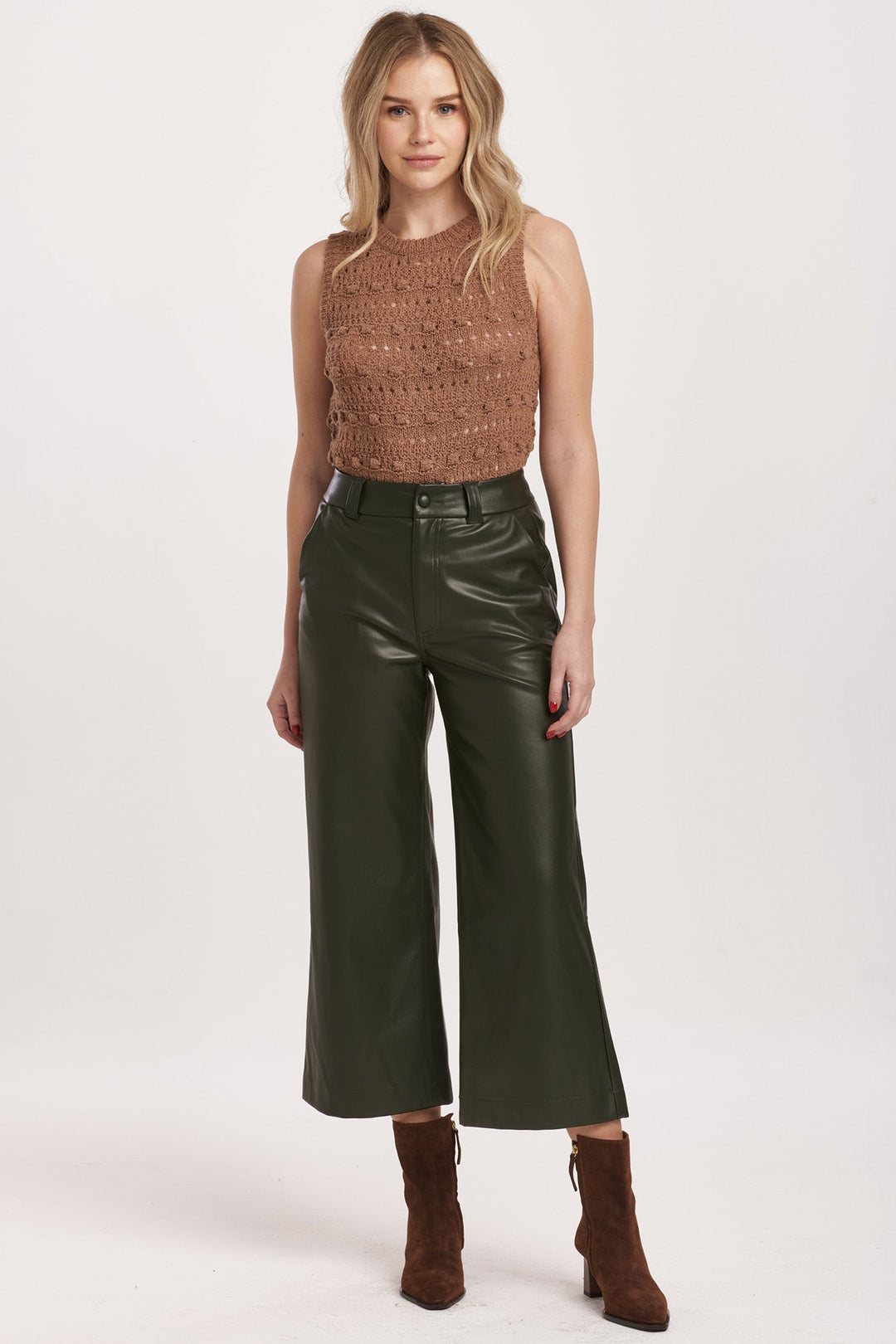 Vegan Leather Hunter Green Audrey Pants