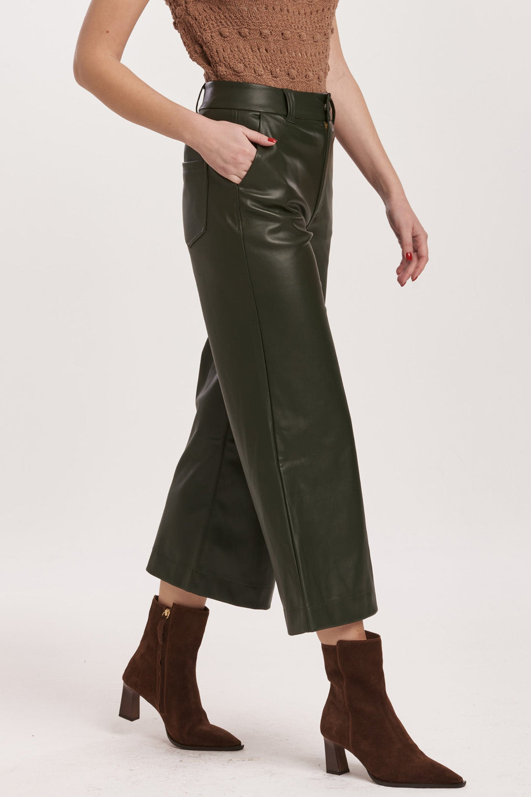 Vegan Leather Hunter Green Audrey Pants