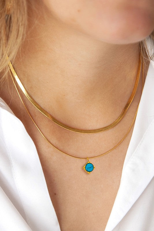 Pop of Turquoise 18k Chain Necklace