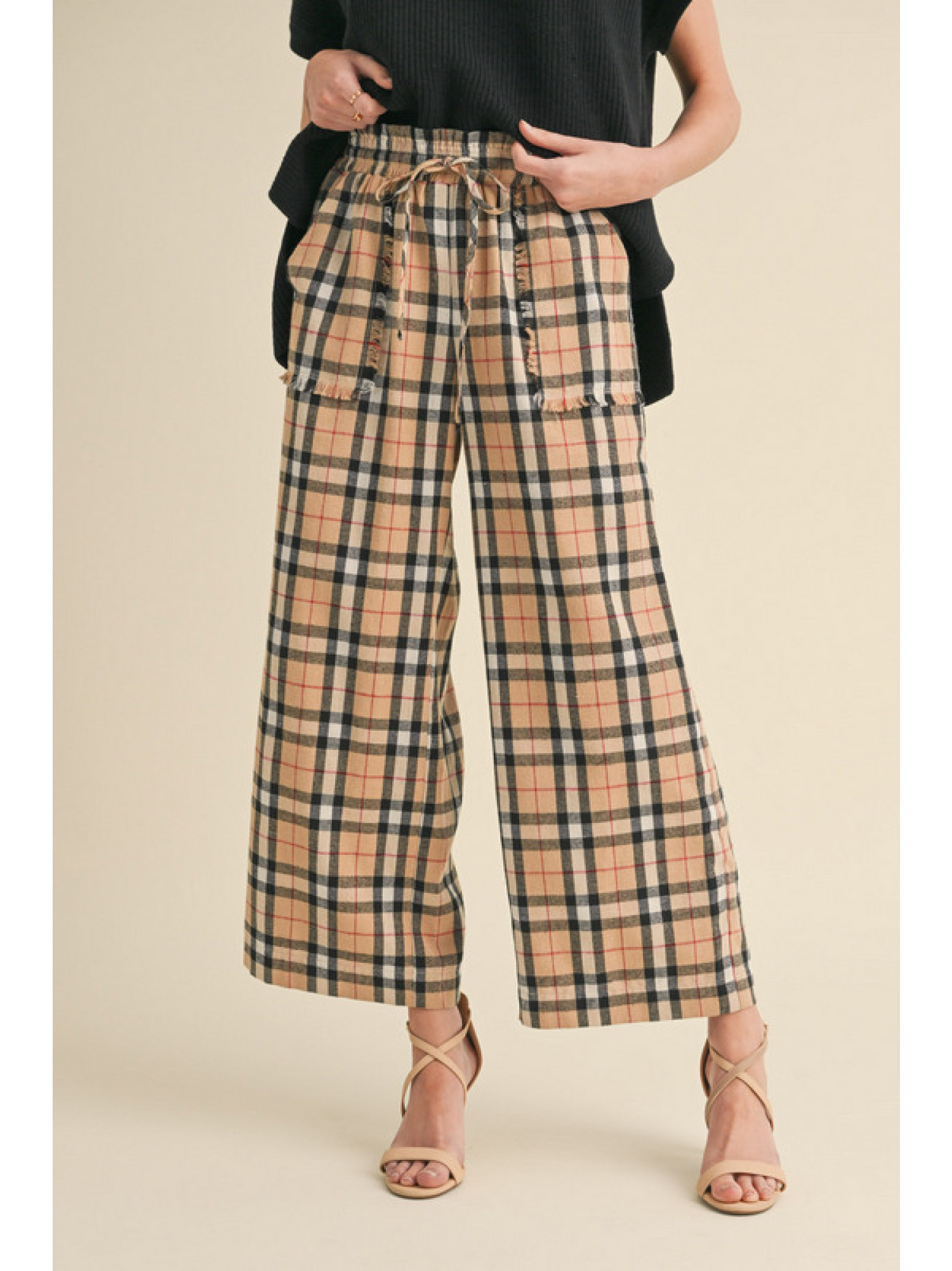 Plaid Drawstring Pants