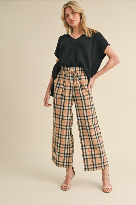 Plaid Drawstring Pants