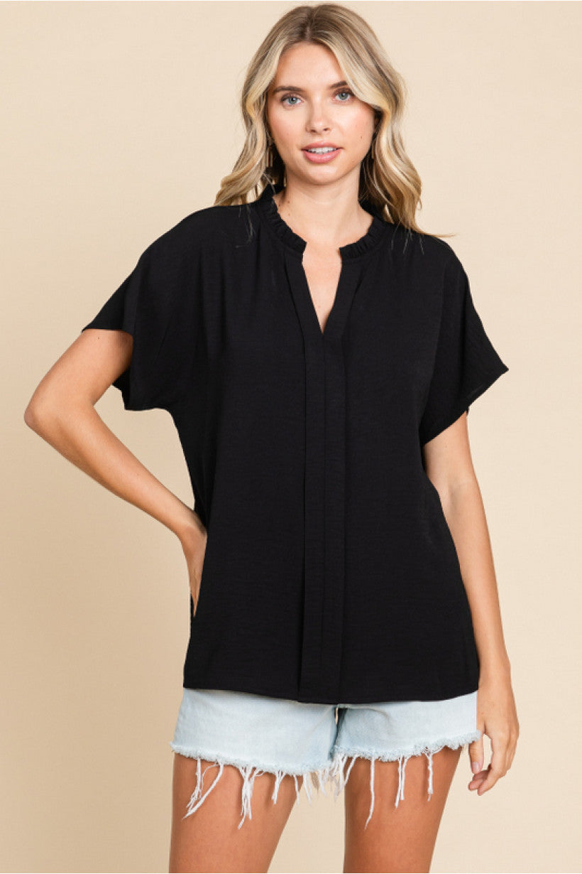 Black Solid Point Top