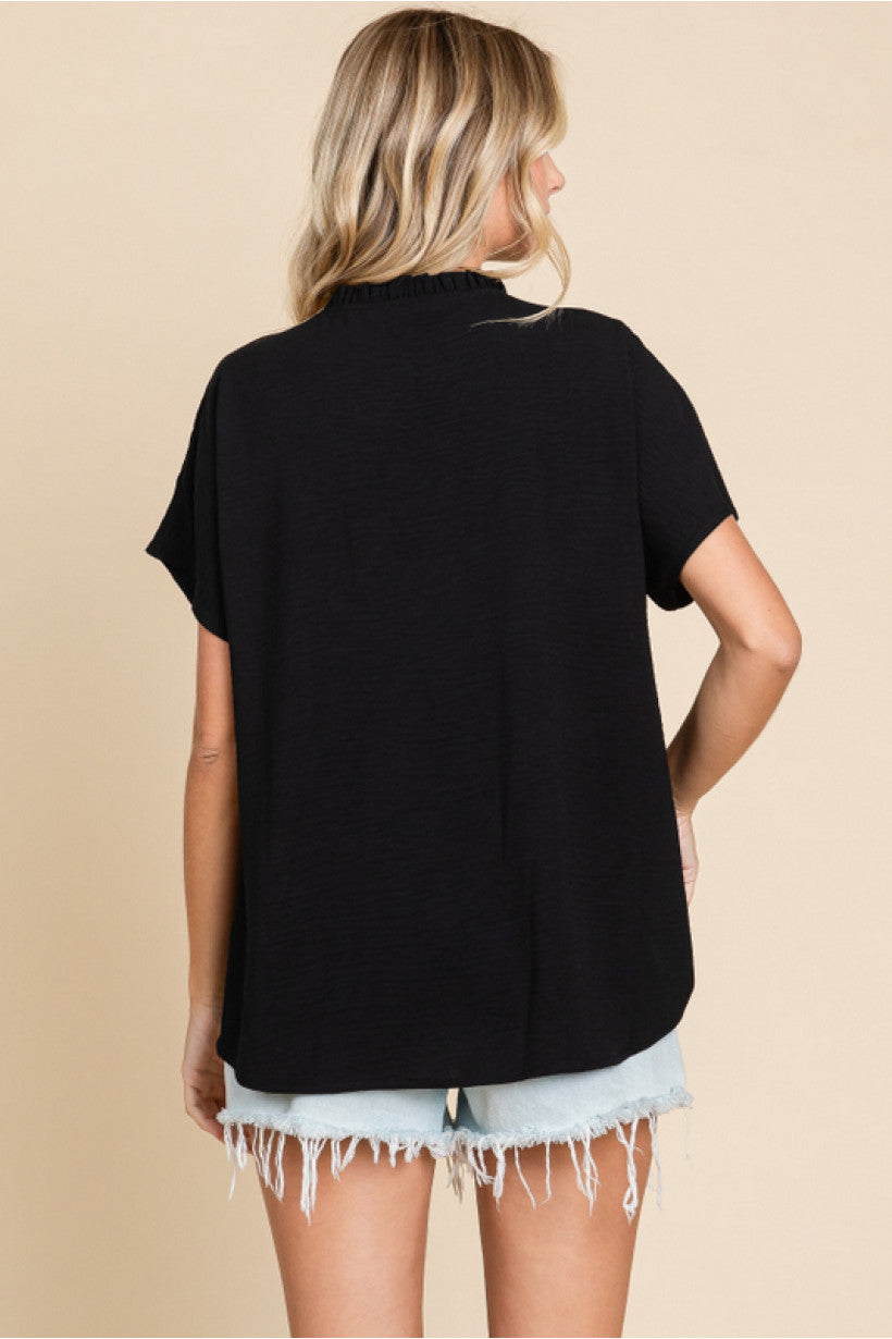 Black Solid Point Top