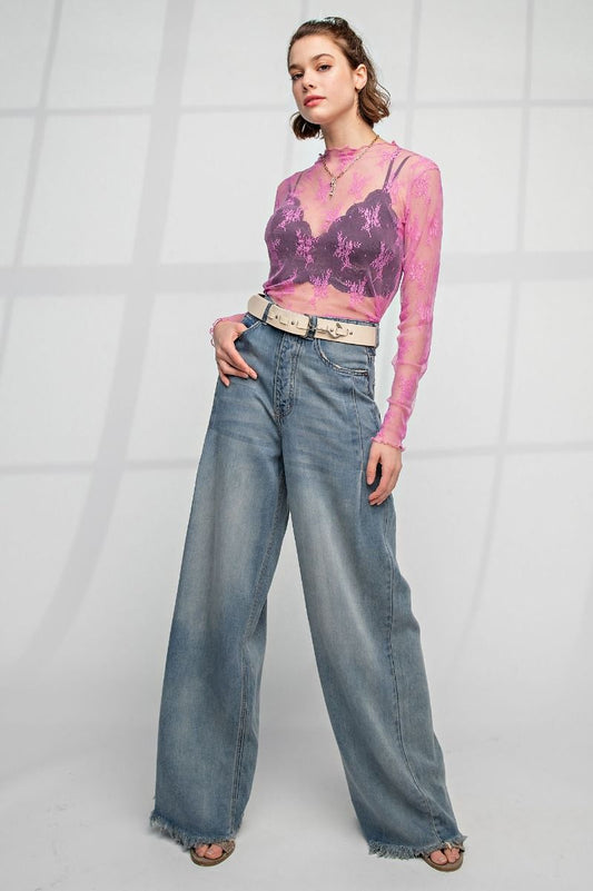 Soft Washed Wide Leg Denim Pants