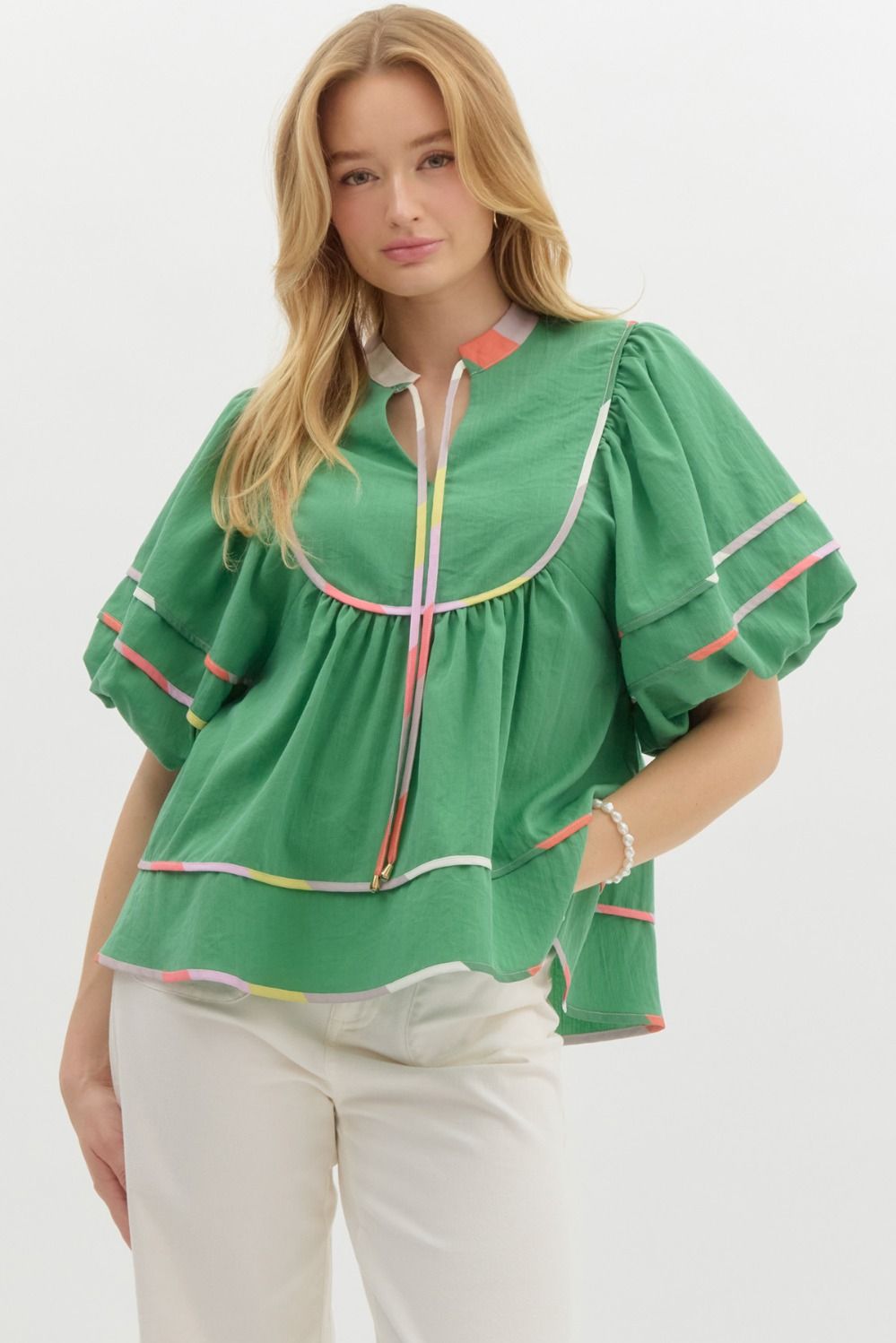 Contrast Multi-Color Trim Top