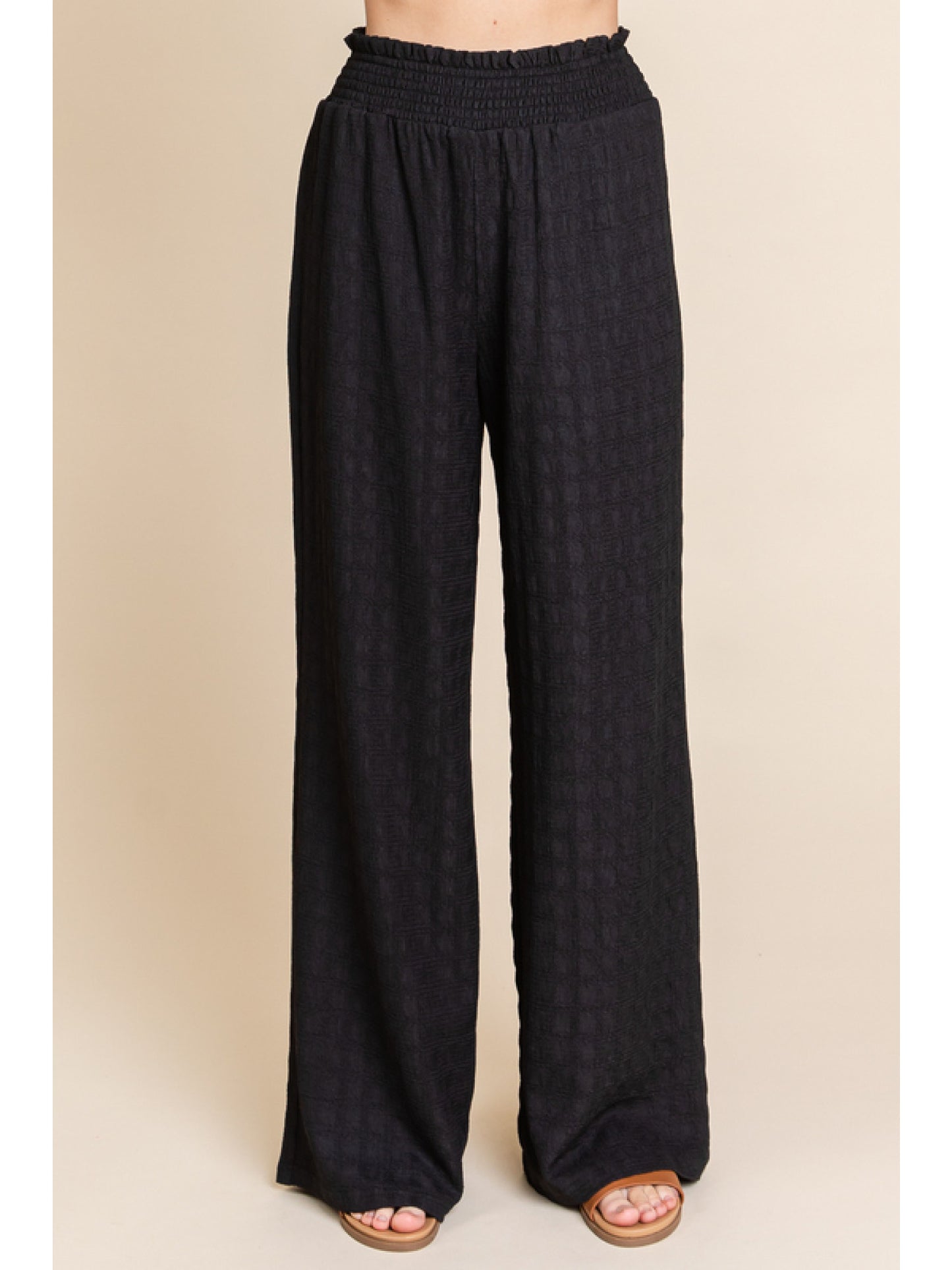 Textured Smock Waist Pants