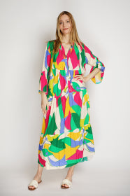 Bright Abstract Long Dress | Made in ITALY