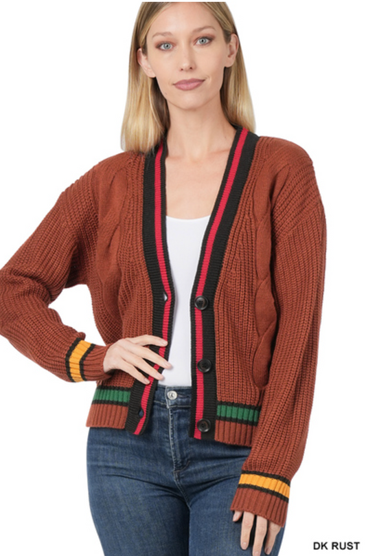 Contrast Trim Knit Cardigan