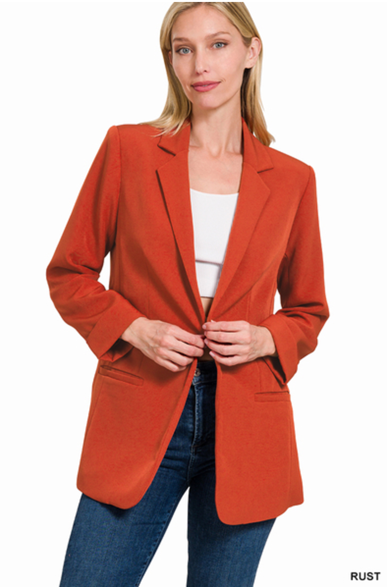 Rust Open Front Classic Blazer