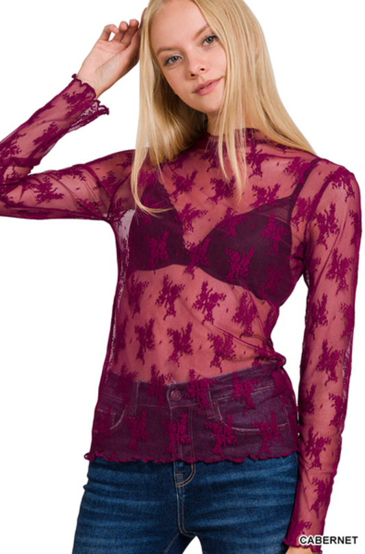 Cabernet Lace Layering Top