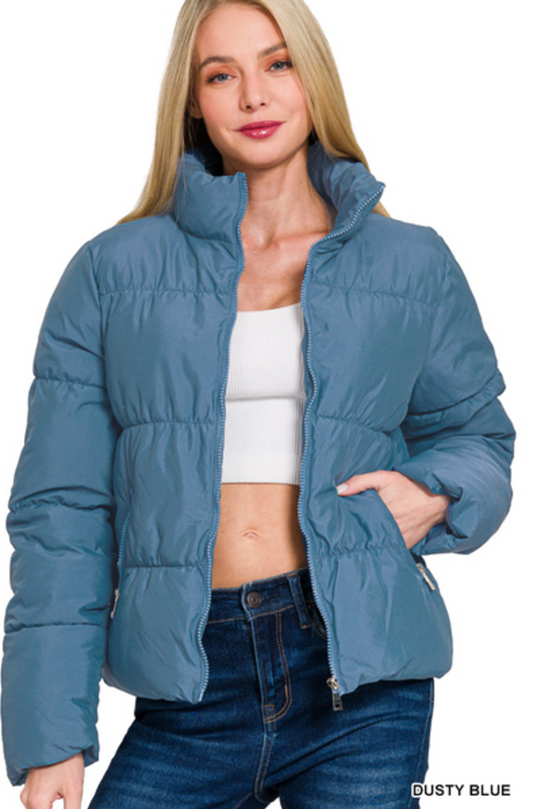 Dusty Blue Puffer Jacket