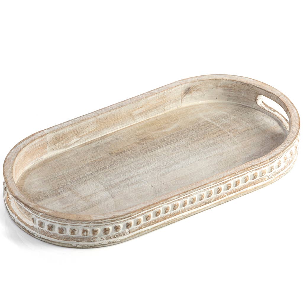 SAUSALITO RIVETTED OBLONG TRAY, WHITE